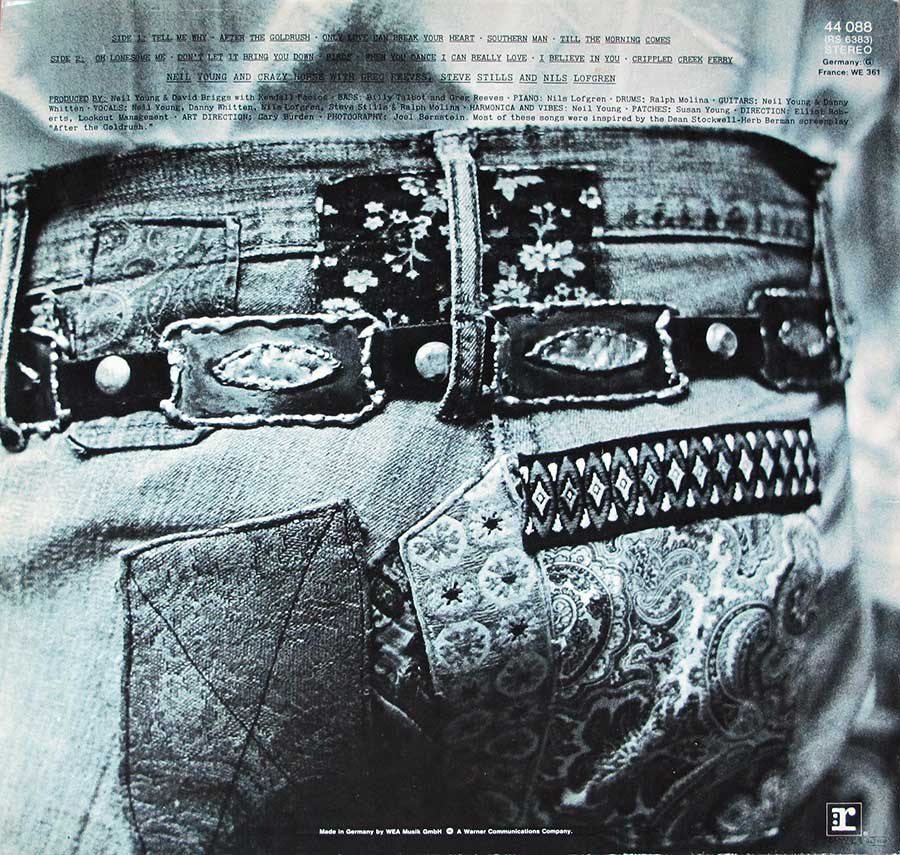 NEIL YOUNG  After The Gold Rush Foc Gatefold 12" LP Vinyl Album album back cover