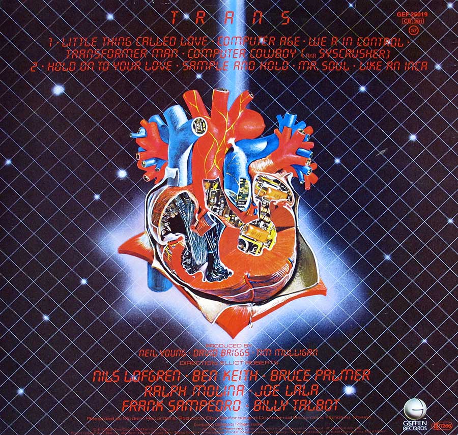 NEIL YOUNG - Trans Geffen 1982 12" LP VINYL back cover