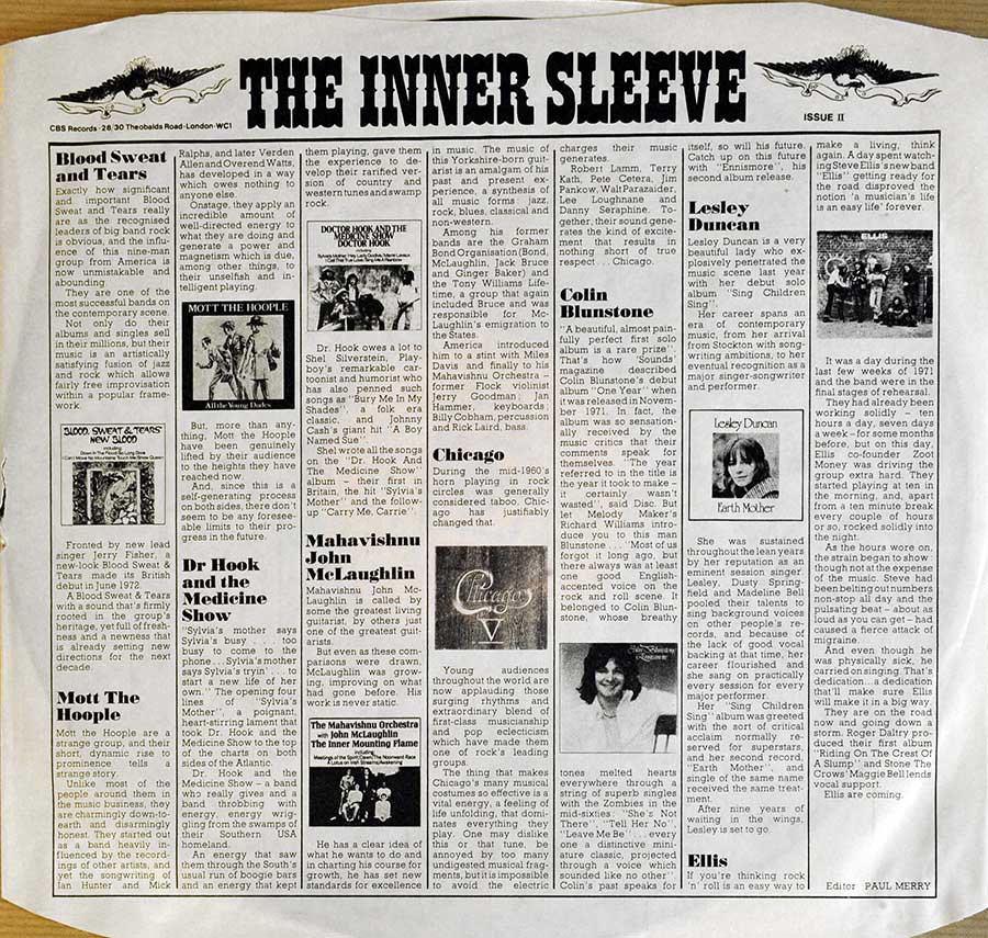 Photo Two of the original custom inner sleeve  THE BYRDS - Mr Tambourine Man England 1ST Pressing 12" Vinyl LP Album 