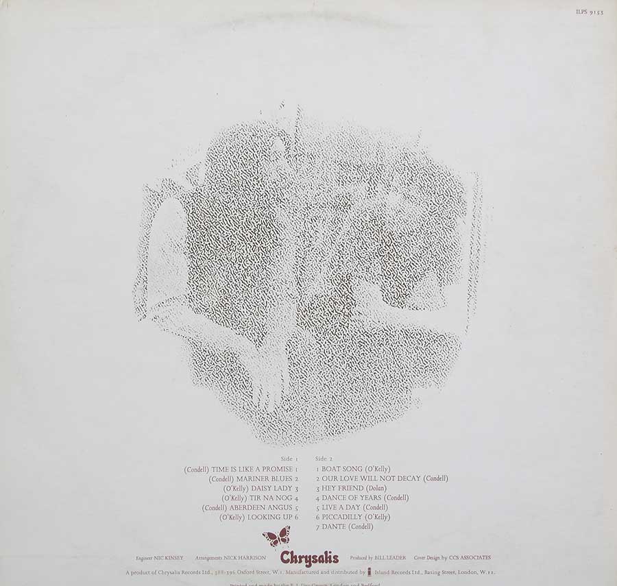 TIR NA NOG - Orig UK Island/Chrysalis Gatefold 12" LP VINYL ALBUM back cover