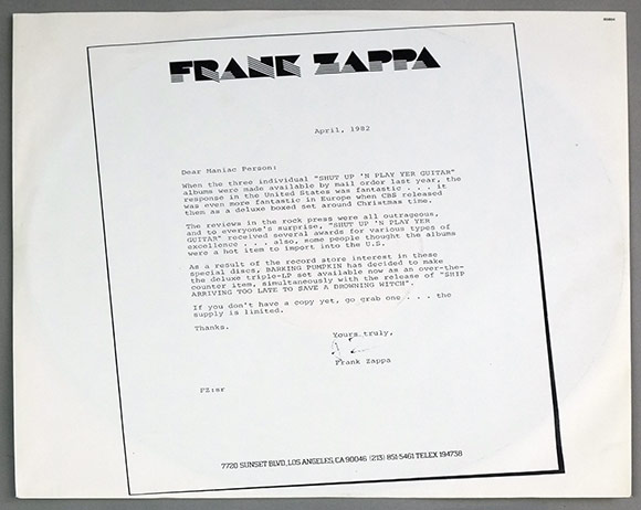 Album inner cover photo https://vinyl-records.nl// FRANK ZAPPA Ship Arriving Too Late To Save A Drowning Witch  