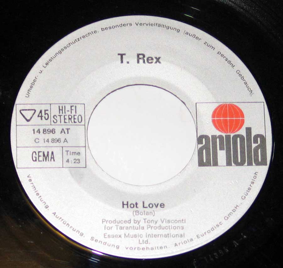 "Hot Love" Record Label Details: Ariola 14 896