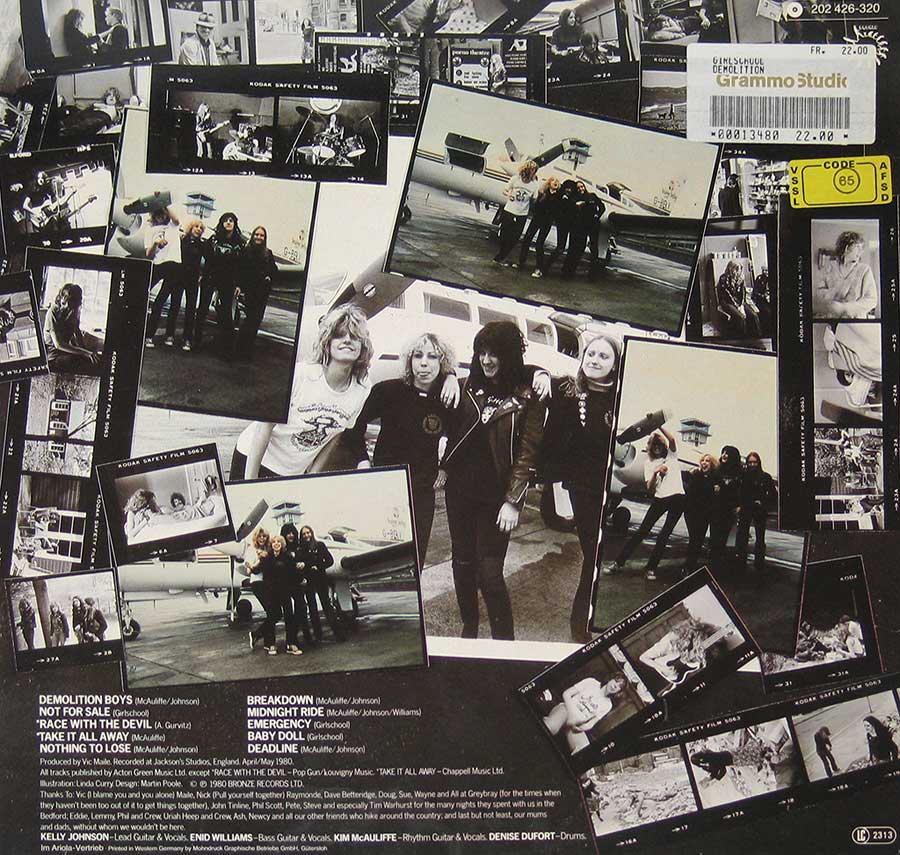 Photo of album back cover GIRLSCHOOL - Demolition