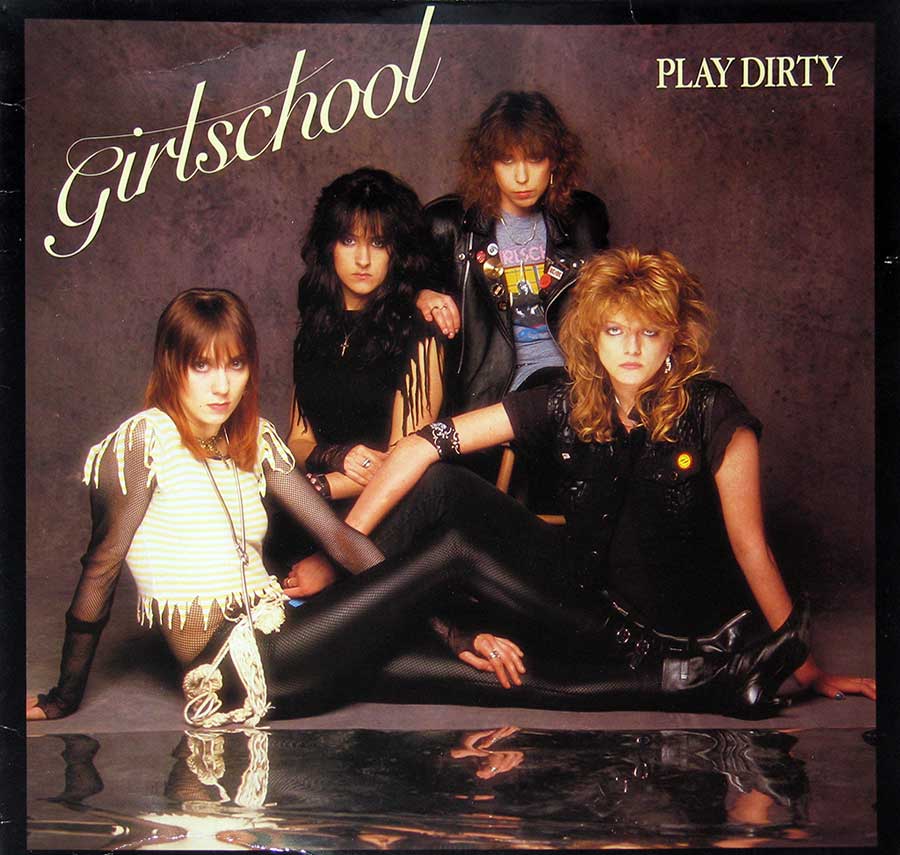 Group-photo of the Girlschool band on the albums front cover