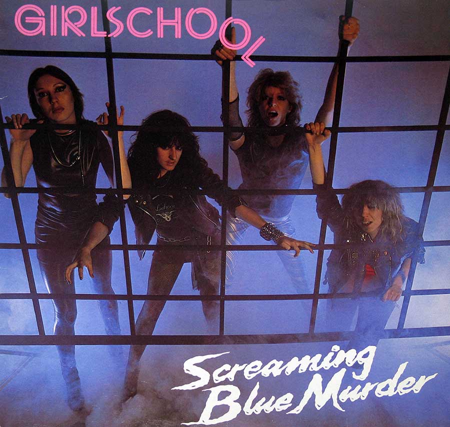 GIRLSCHOOL - Screaming Blue Murder 12" VINYL LP ALBUM front cover https://vinyl-records.nl
