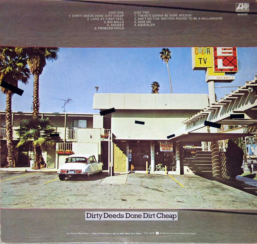 Photo of album back cover AC/DC - Dirty Deeds Done Dirt Cheap ( Italian Release )  