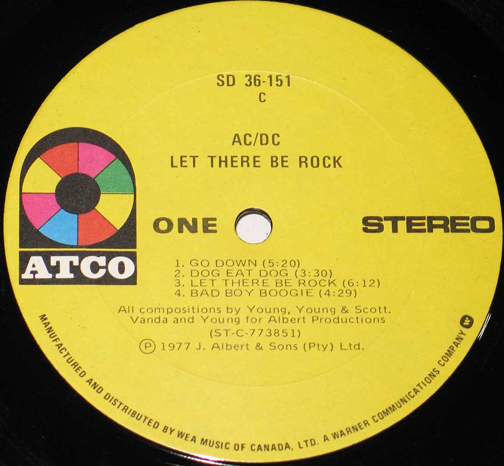 Photo of record 1 of AC/DC - Let There Be Rock ATCO Canada 