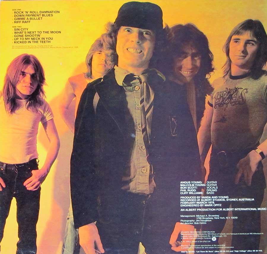 Photo of album back cover AC/DC - Powerage ( Canadian Release ) 
