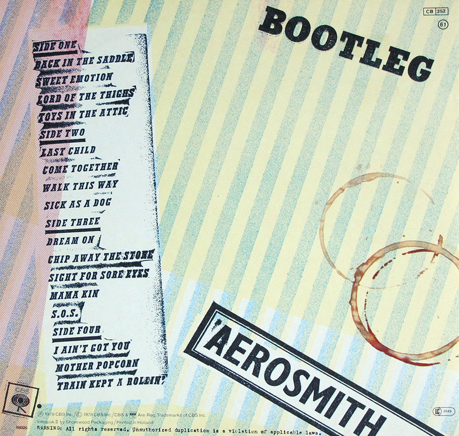 Photo of the album back cover of Live Bootleg  