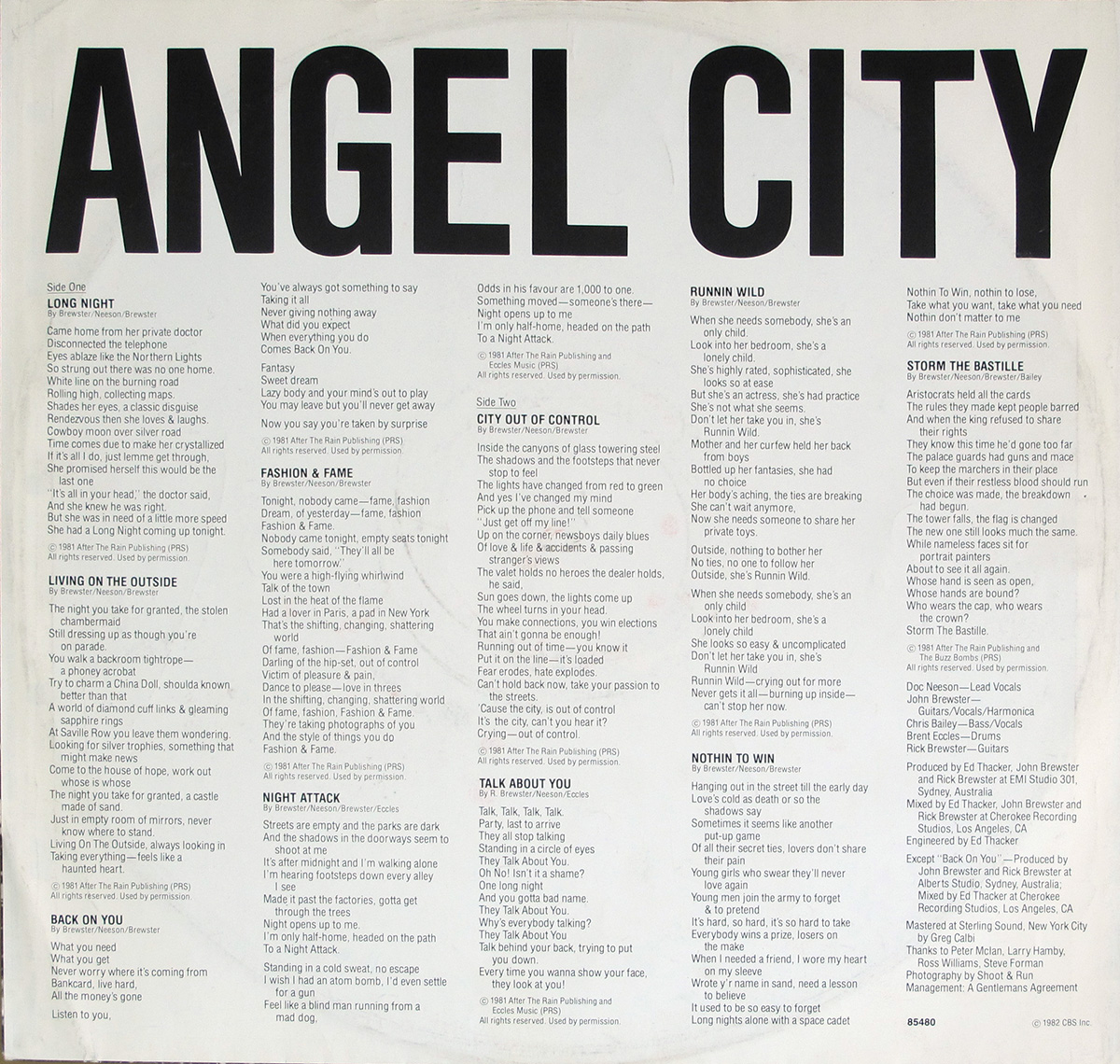 ANGEL CITY Night Attack Album Cover Gallery & 12