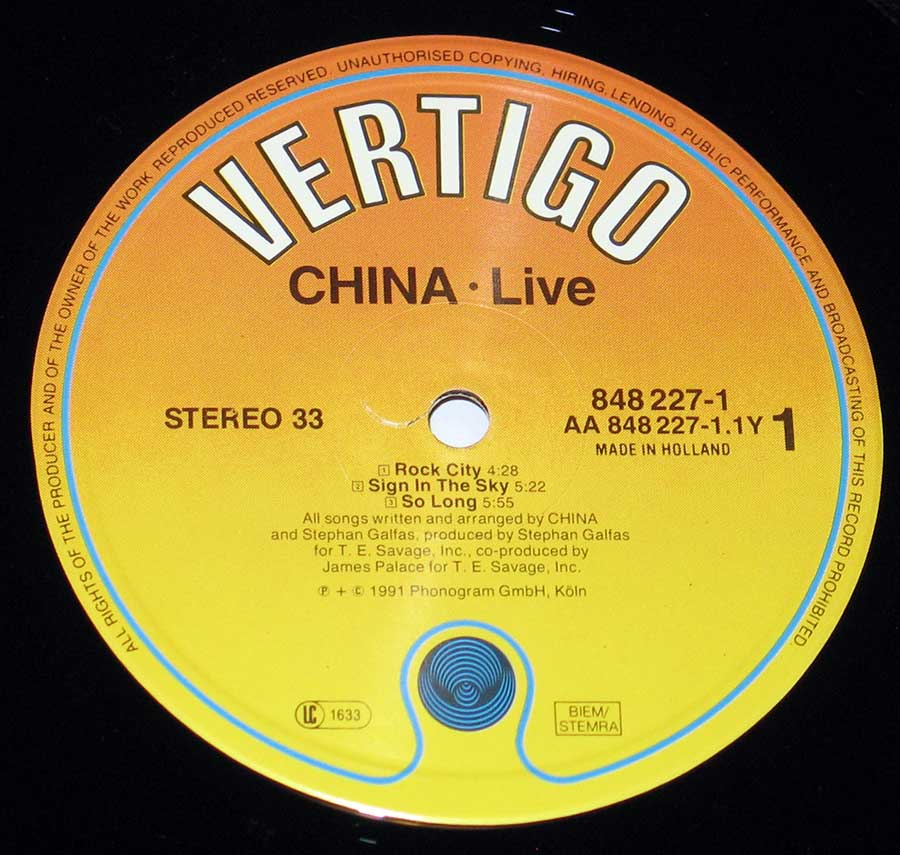 Front Cover Photo Of CHINA - Live ( Switzerland ) 