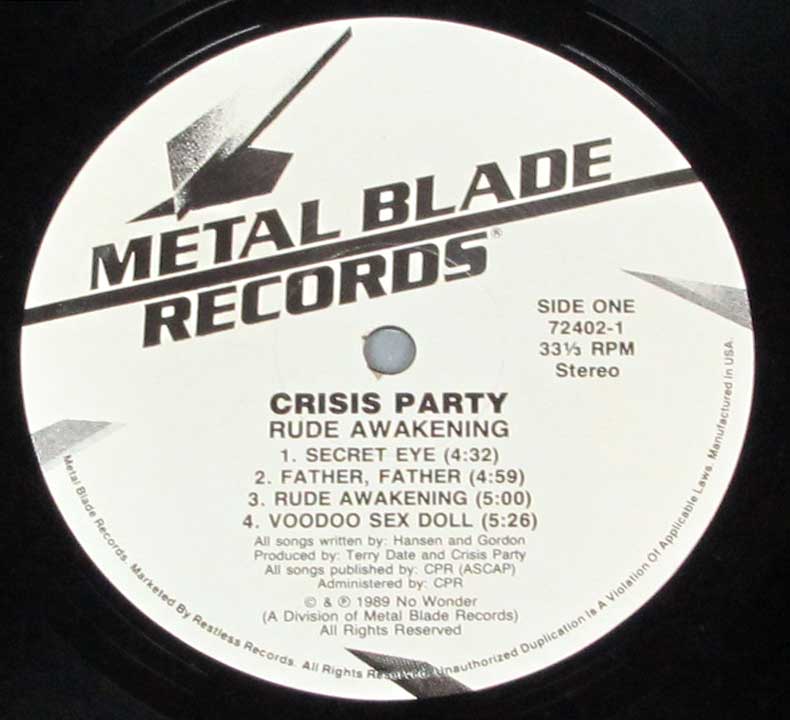 Enlarged High Resolution Photo of the Record's label CRISIS PARTY - Rude Awakening https://vinyl-records.nl