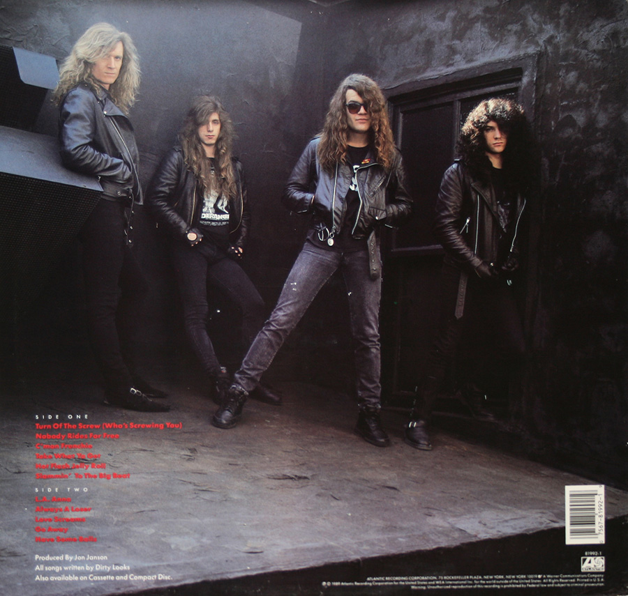 Photo of album back cover DIRTY LOOKS - Turn of the Screw (Who's Screwing You) 12" Vinyl LP Album