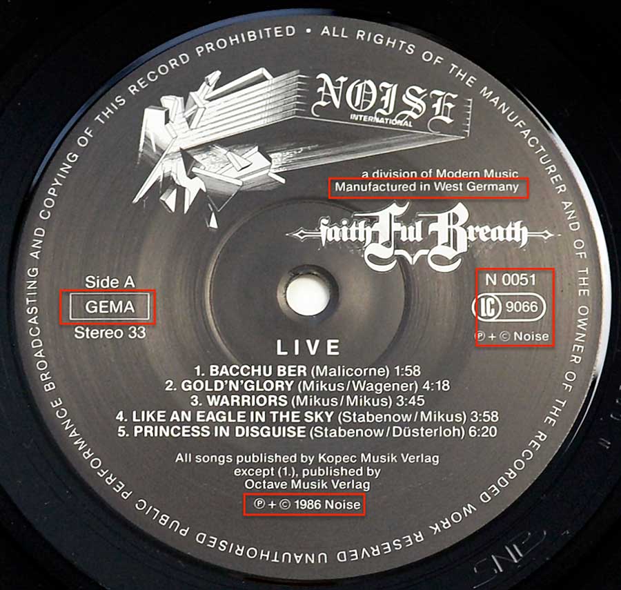 Photo of record label of FAITHFUL BREATH - Live (incl OIS)  
