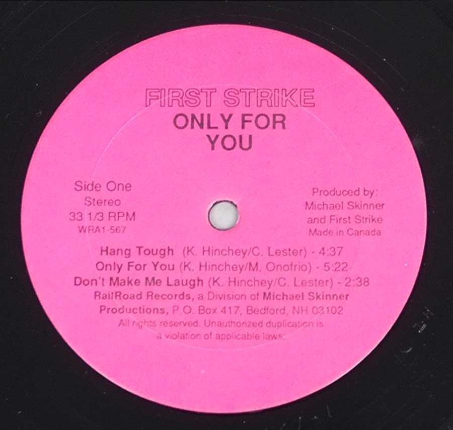 "Only for You by First Strike" Pink Colour Record Label 