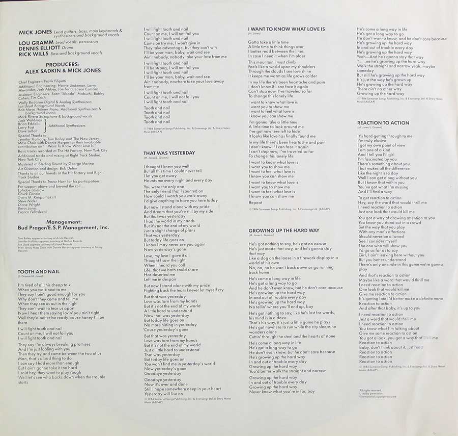 Photo One Of The Original Custom Inner Sleeve FOREIGNER - Agent Provocateur 