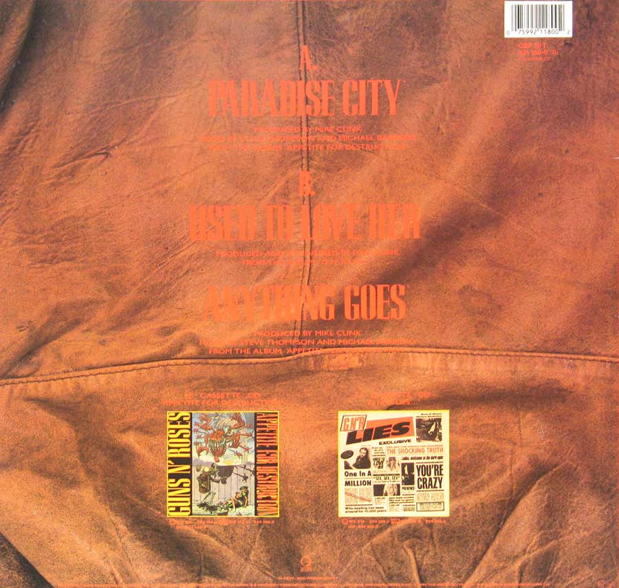 Guns n' Roses Paradise City 12 Maxi Single - Vintage Cubierta de