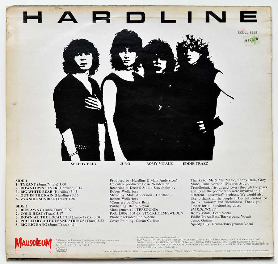 Photo of album back cover HARDLINE - S/T Self-Titled ( Mausoleum Records )