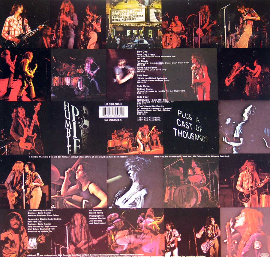 Photo of album back cover HUMBLE PIE - Performance Rockin The Fillmore 12" Vinyl LP ALbum