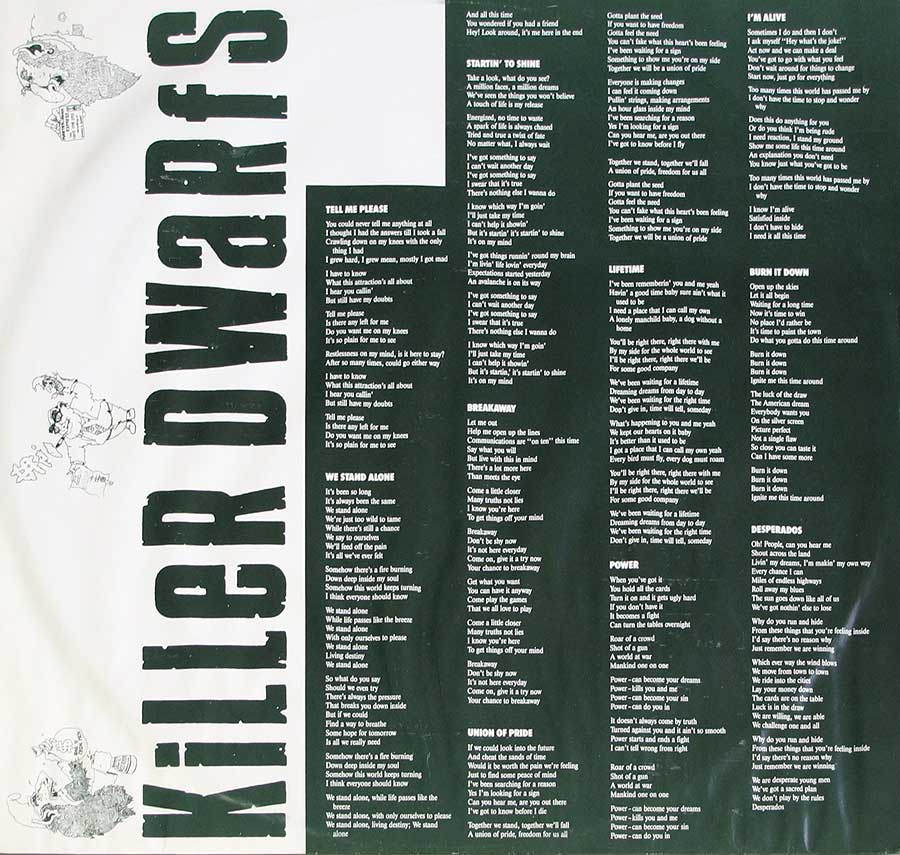KILLER DWARFS - Big Deal 12" LP VINYL ALBUM custom inner sleeve