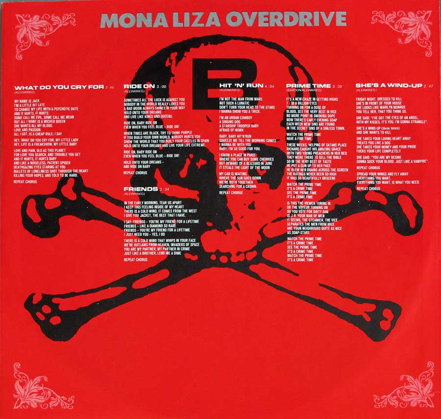 Photo One Of The Original Custom Inner Sleeve MONA LIZA OVERDRIVE - Vive La Ka Bum 