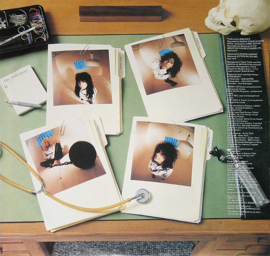 MOTLEY CRUE - Dr Feelgood European Release 12" Vinyl LP Album
 custom inner sleeve