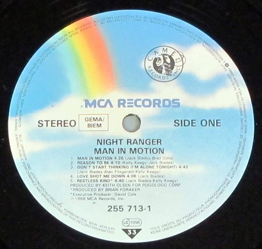 "Man in Motion" Record Label Details: Cameo Records Inc, MCA 255 713 