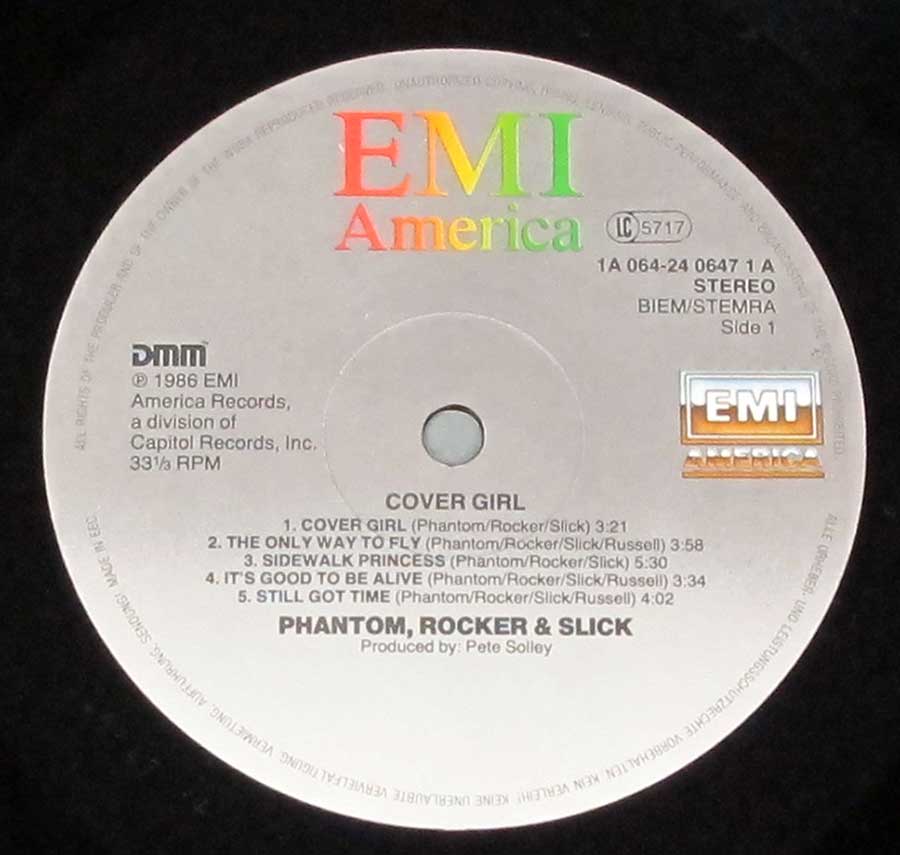 Close up of record's label Phantom, Rocker & Slick - Cover Girl Side One
