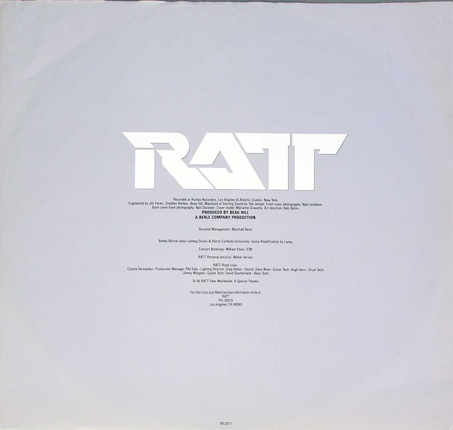 Photo One Of The Original Custom Inner Sleeve RATT - Invasion Of Your Privacy USA release 