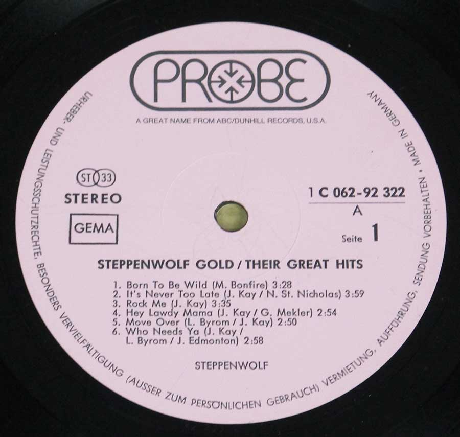"Gold / Their Great Hits" Pink Colour PROBE Record Label Details: Probe 1C 062-92 322 