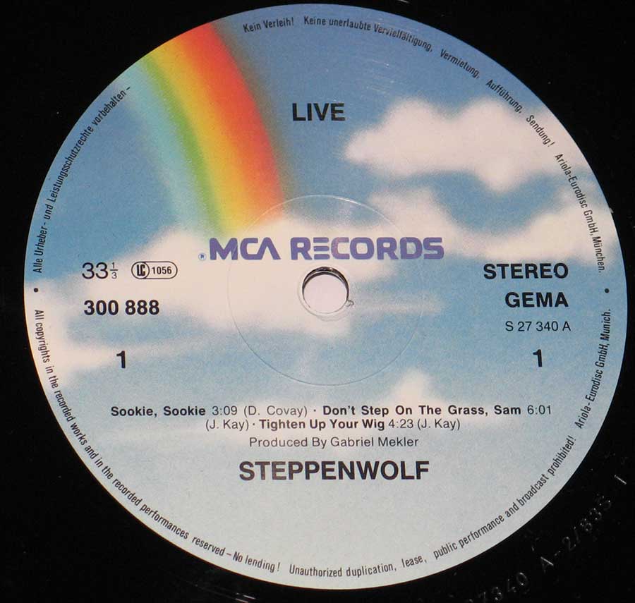 STEPPENWOLF - Live Hard Rock 2LP Vinyl Album
 enlarged record label