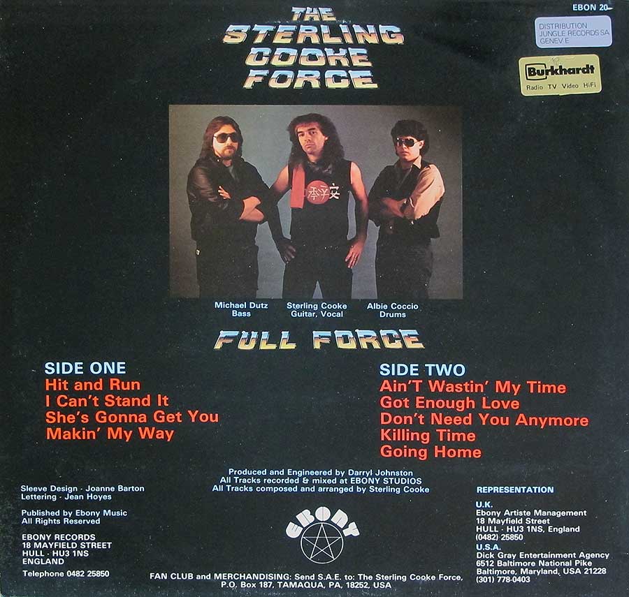 Photo of album back cover STERLING COOKE FORCE - Full Force