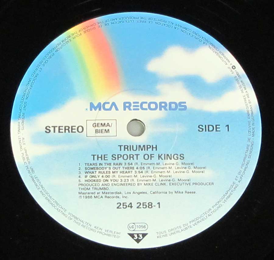 "Sport of Kings" Record Label Details: MCA Records 254 258 ℗ MCA Records Sound Copyright 