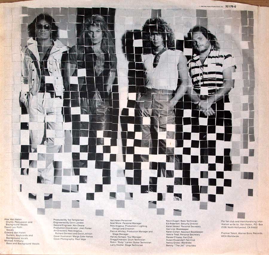 Photo Side One of the original custom inner sleeve VAN HALEN 1984 CLUB EDITION 12" LP Vinyl Album 