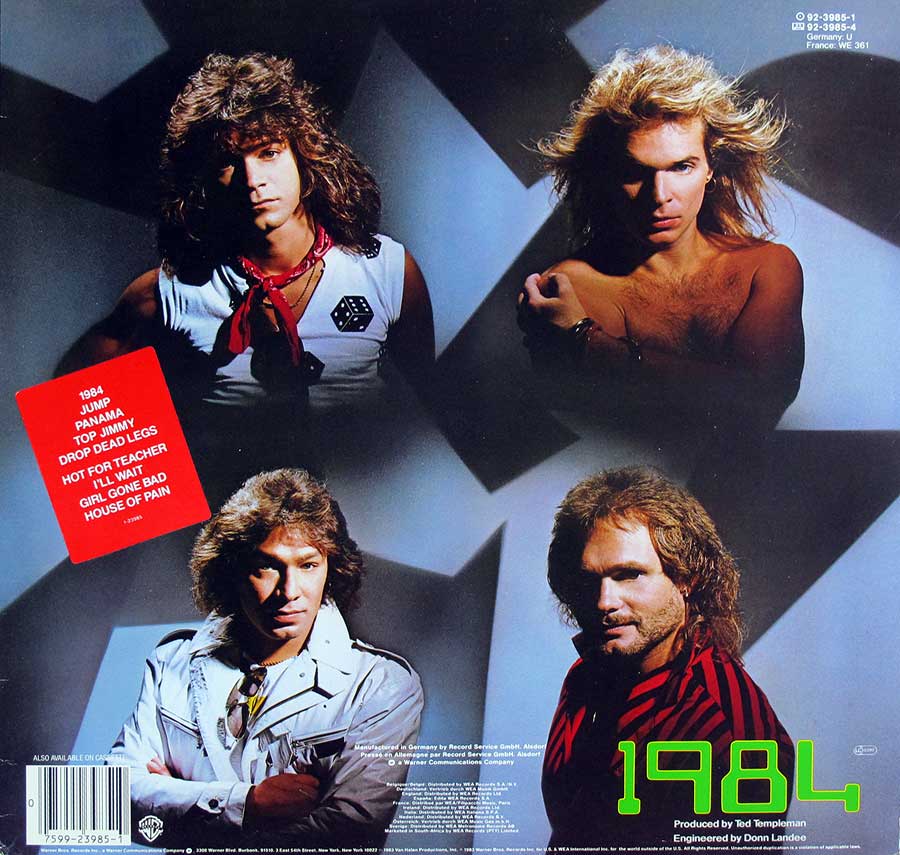 Photo of album back cover VAN HALEN - 1984 France 12" Vinyl LP Album