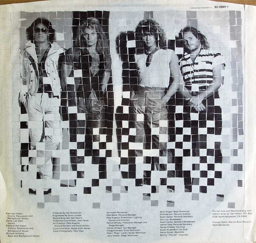 Photo One Of The Original Custom Inner Sleeve VAN HALEN - 1984 France 12" VINYL LP ALBUM 