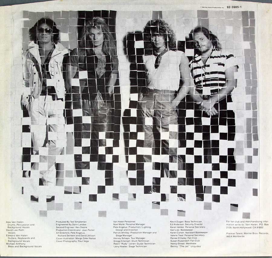 Photo One Of The Original Custom Inner Sleeve VAN HALEN - 1984 German Release 12" VINYL LP ALBUM 
