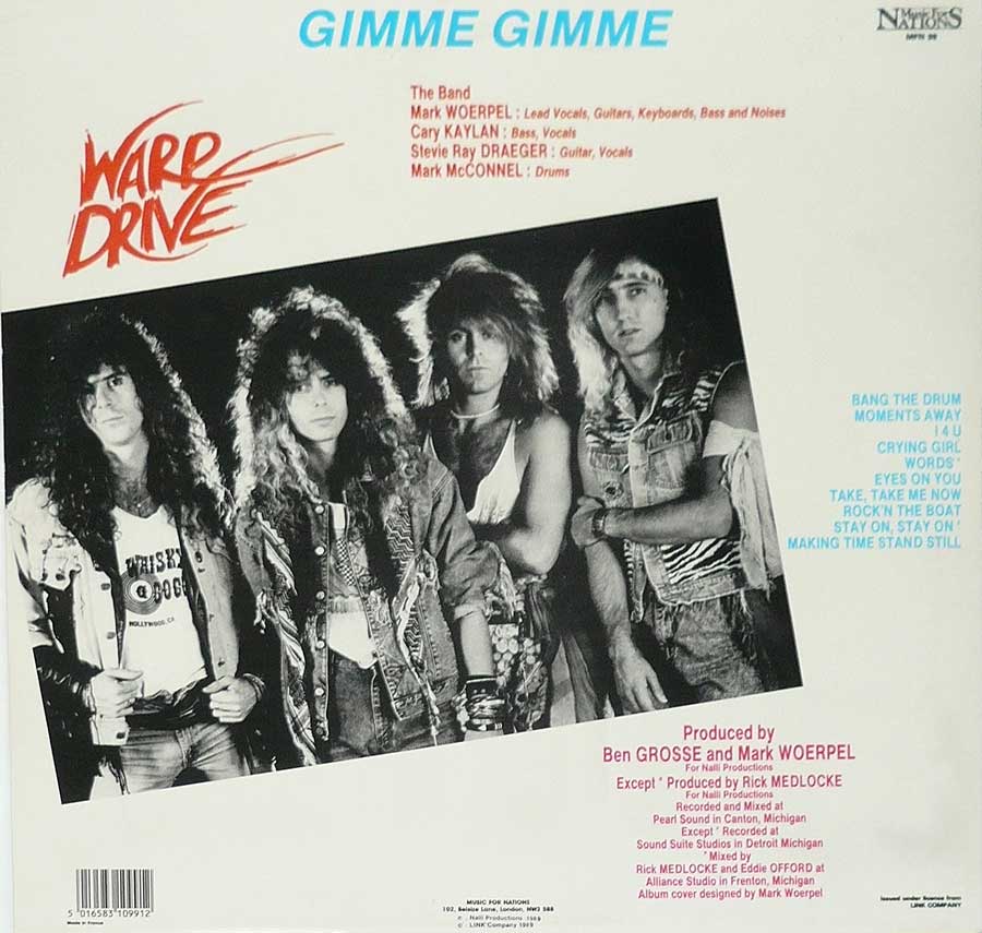 Photo of album back cover WARP DRIVE - Gimme Gimme