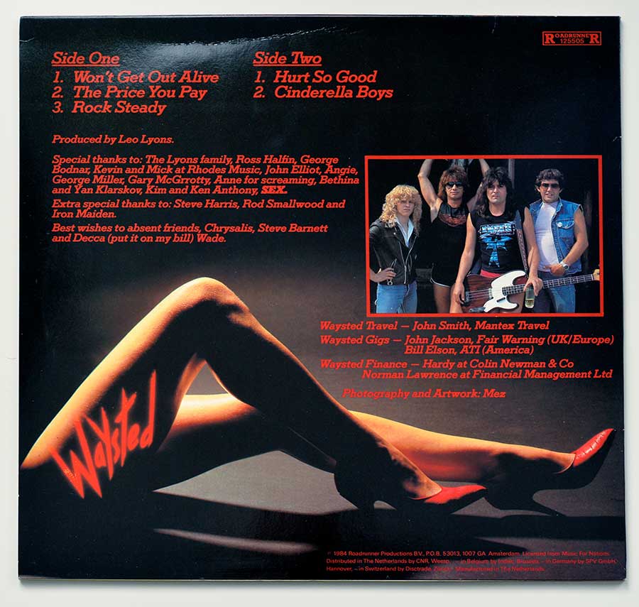 WAYSTED - Waysted Self-Titled 12" Vinyl LP Album  back cover