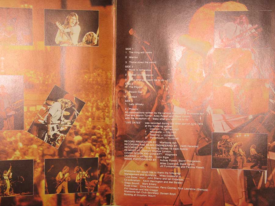 WISHBONE ASH - Live Dates Recorded in England 1973 2LP Vinyl Album
 inner gatefold cover