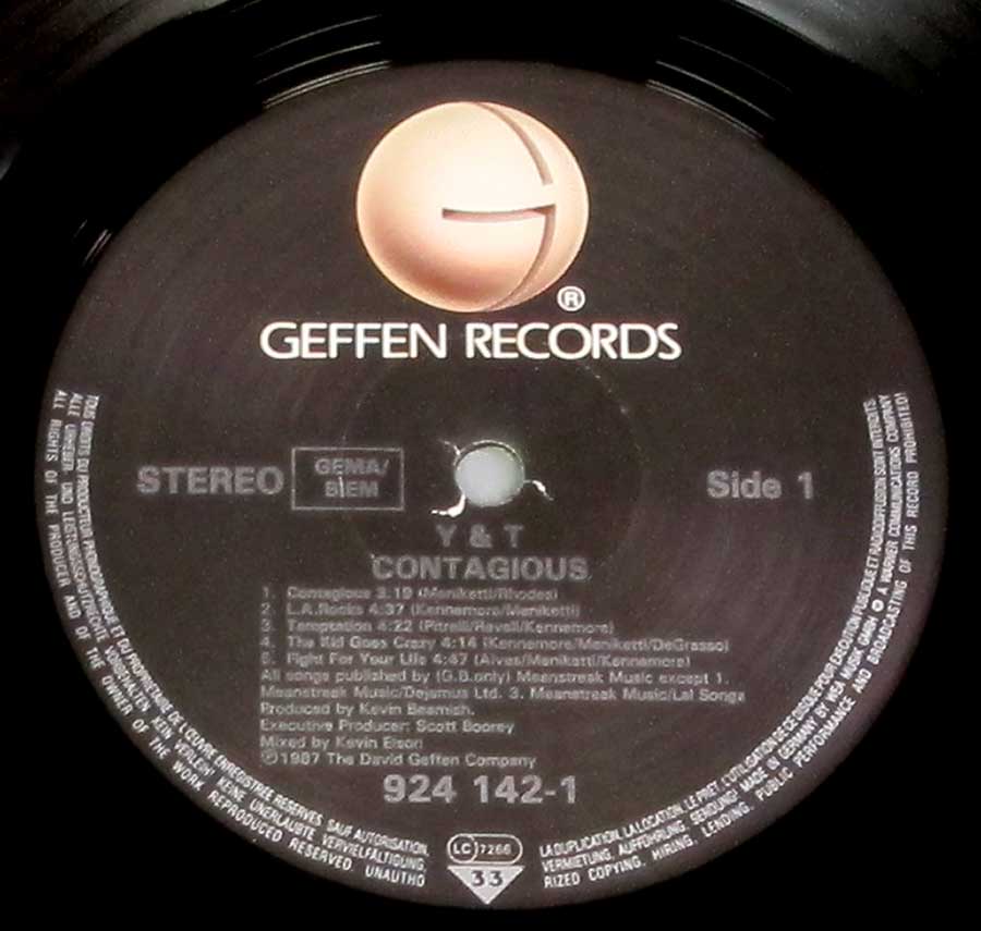 "Contagious" Record Label Details: Black Colour GEFFEN RECORDS 924 142-1 ℗ 1987 The David Geffen Company Sound Copyright 