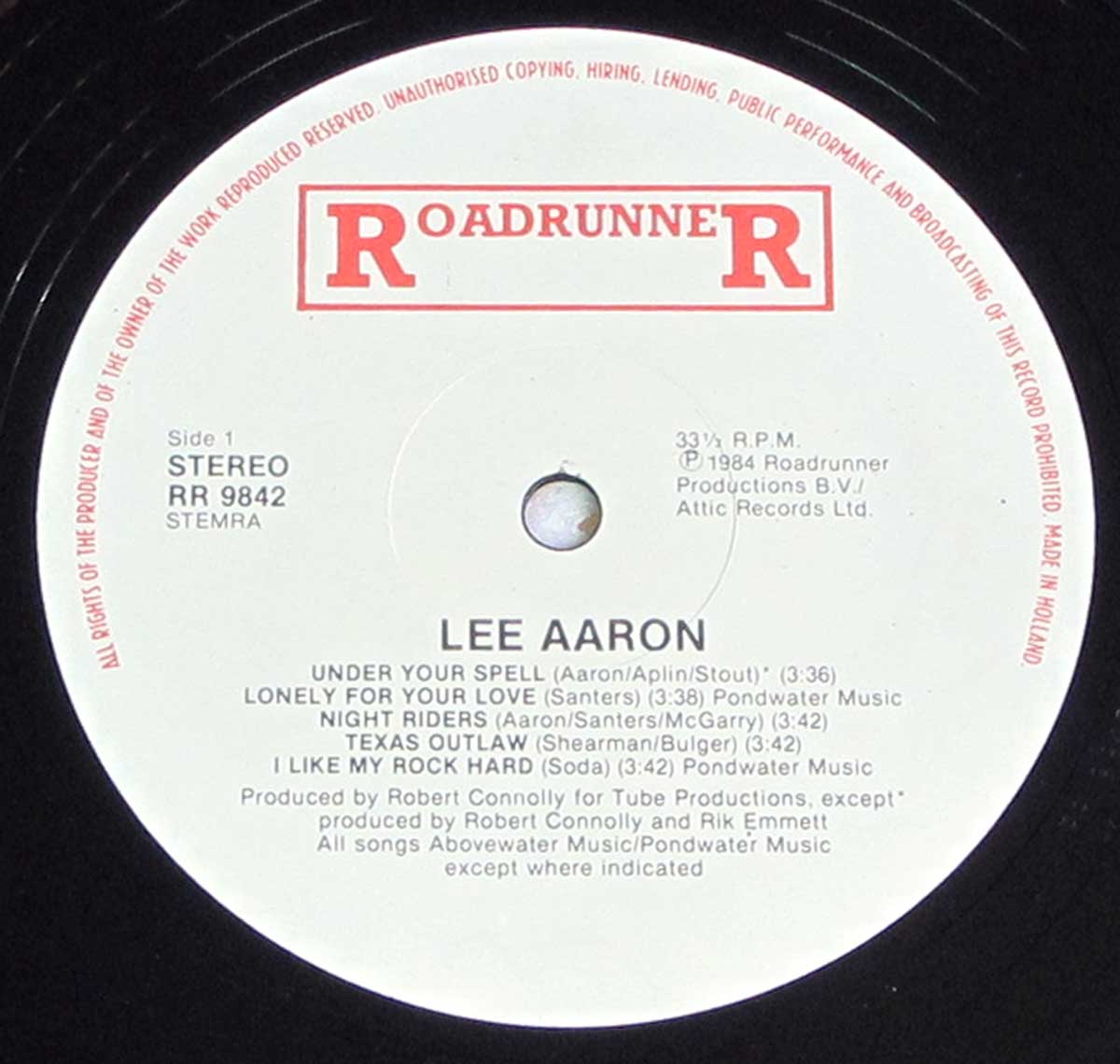 Enlarged High Resolution Photo of the Record's label Lee Aaron debut + bonus track https://vinyl-records.nl