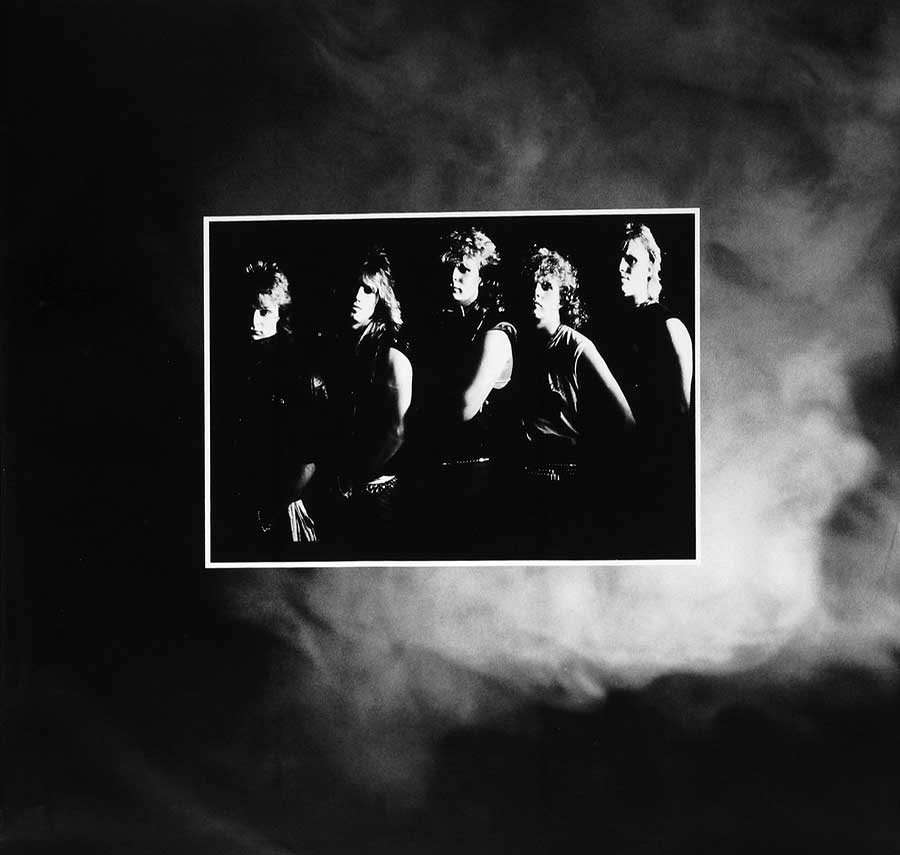 Black and White Group Photo of the "220 Volt" band on the custom inner sleeve 
