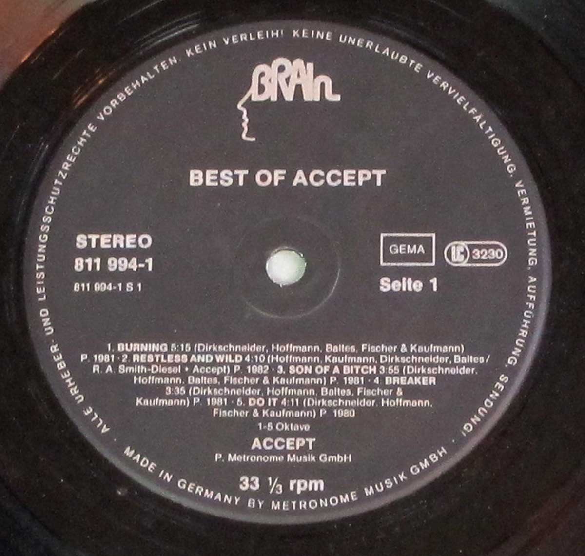 Photo of record 1 of ACCEPT - Best of Accept ( 1983 ) 