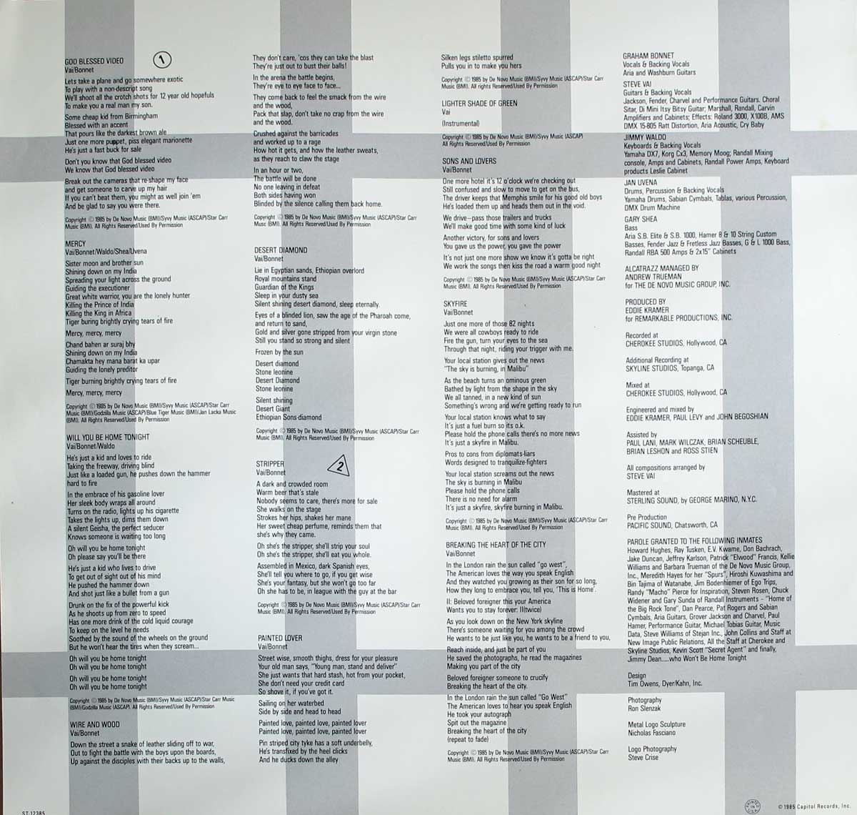 High Resolution Photo  of the  Original Custom Inner Sleeve (OIS) #2 of ALCATRAZZ - Disturbing the Peace https://vinyl-records.nl