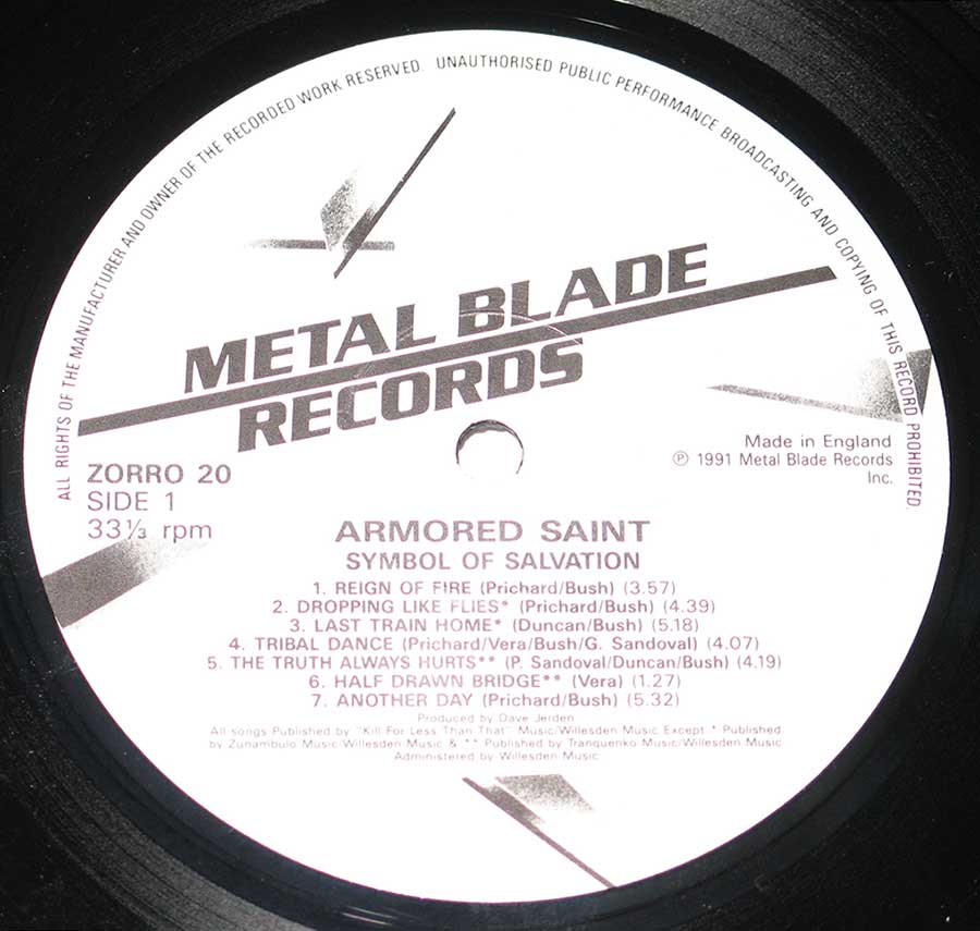Close-up Photo of "Symbol of Salvation" Record Label  

