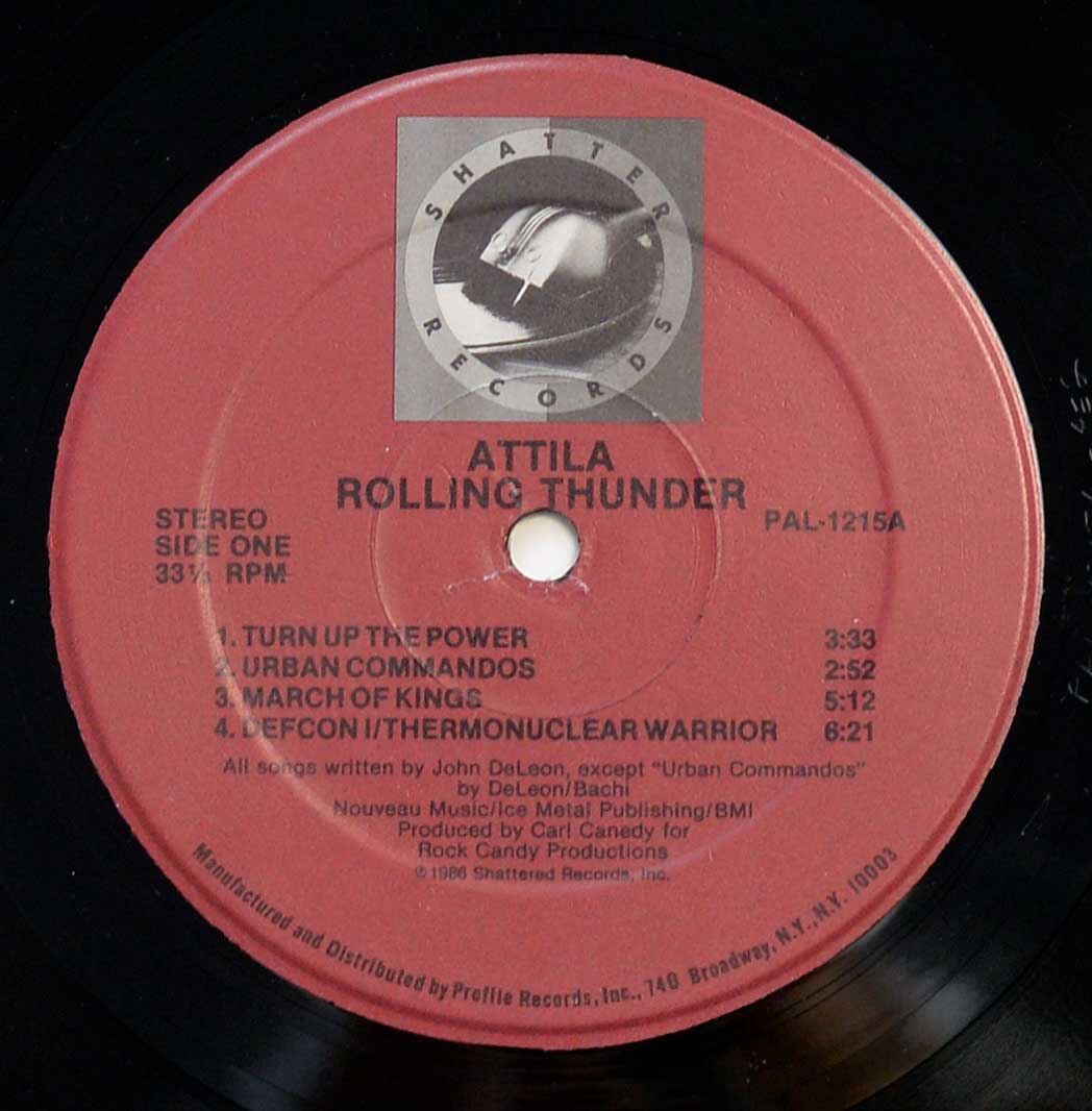 Enlarged High Resolution Photo of the Record's label ATTILA - Rolling Thunder (USA) https://vinyl-records.nl