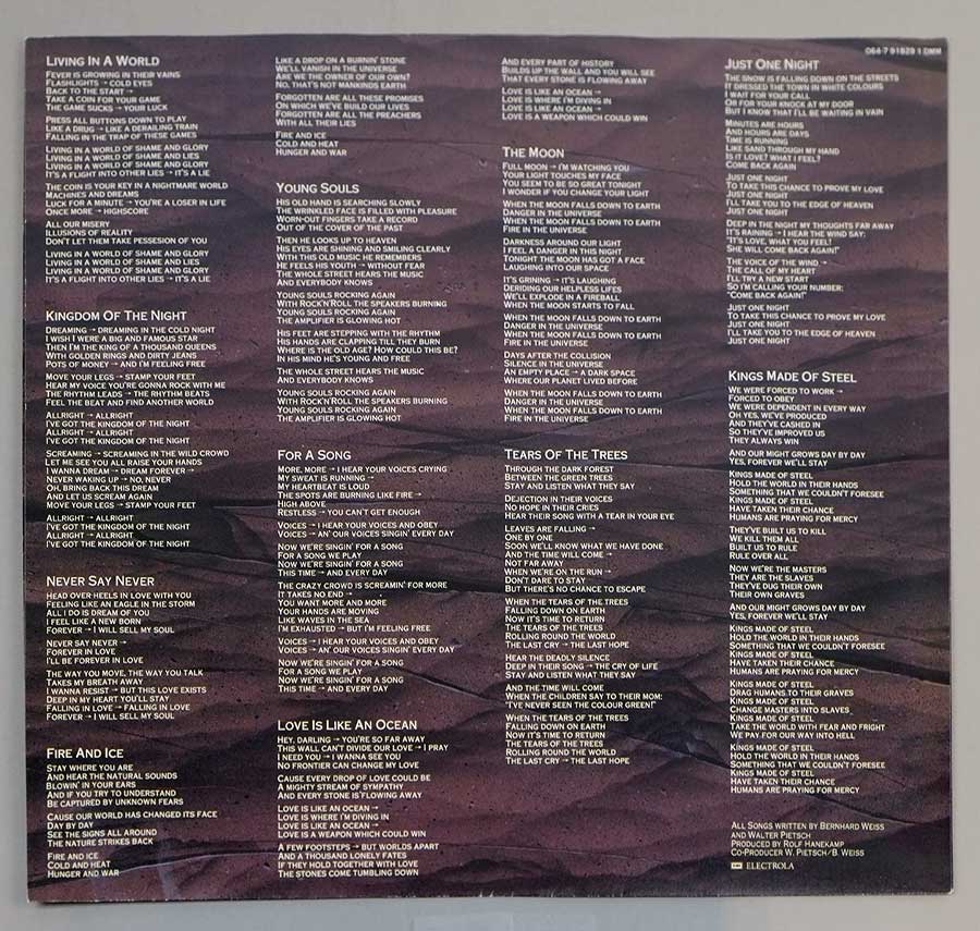 High Resolution Photo  of the  Original Custom Inner Sleeve (OIS) #2 of AXXIS – Kingdom Of The Night https://vinyl-records.nl