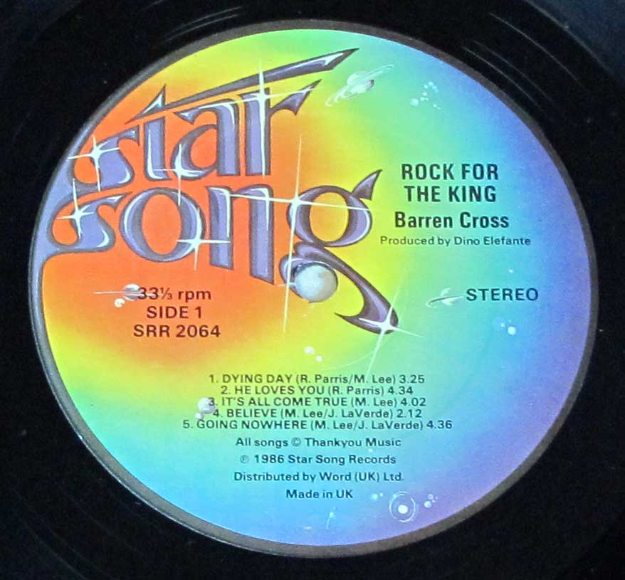 Close-up Photo of "STAR SONG" SRR 2064 "Rock For The King" Record Label