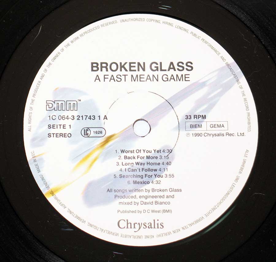 "Fast Mean Game" Record Label Details: Chrysalis 1C 064.3 21743 ℗ 1880 Chrysalis Sound Copyright 
